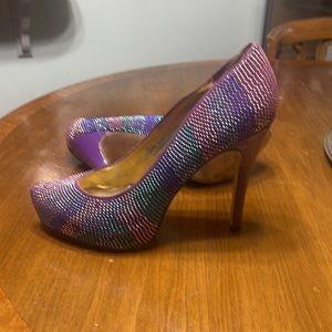 Diamanté studded suede pumps